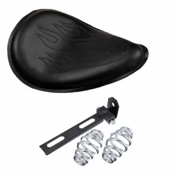 

Motorcycle Black Leather Solo Seat with Spring Swivel Bracket for Harley Custom Chopper Bobber for Honda