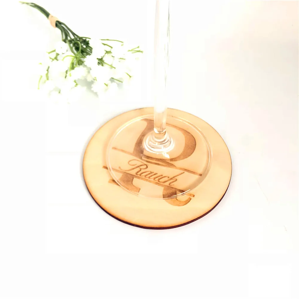 12pcs/lot Personalized Couple Name Wooden Coaster Custom Wedding Party Table Decoration Coasters Unique Party Favor Supplies