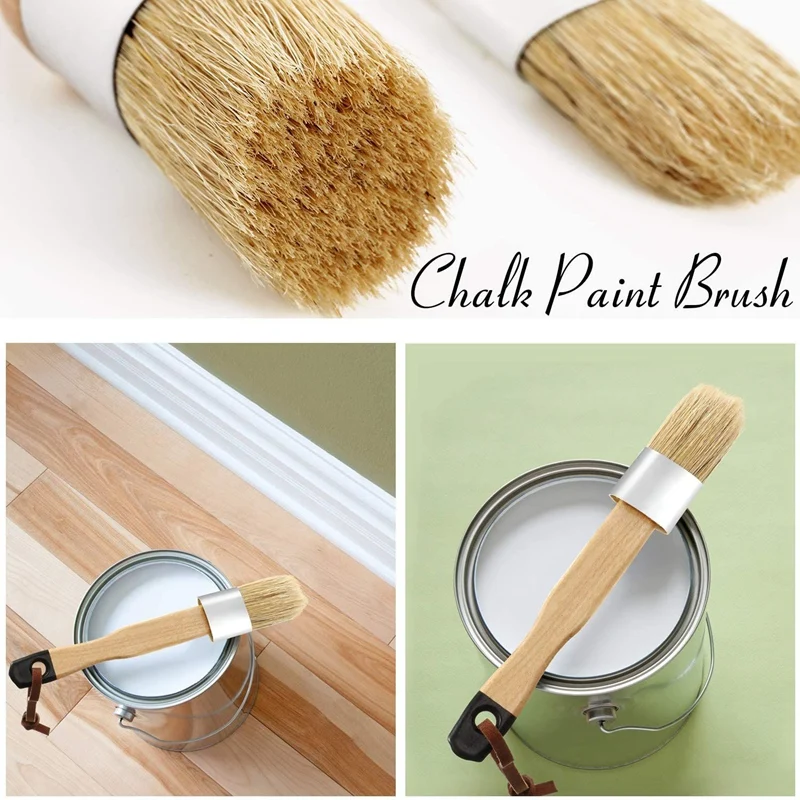 3Pack Chalk and Wax Paint Brushes Bristle Stencil Brushes for Wood Furniture Home Wall Decor brush on plastic paint