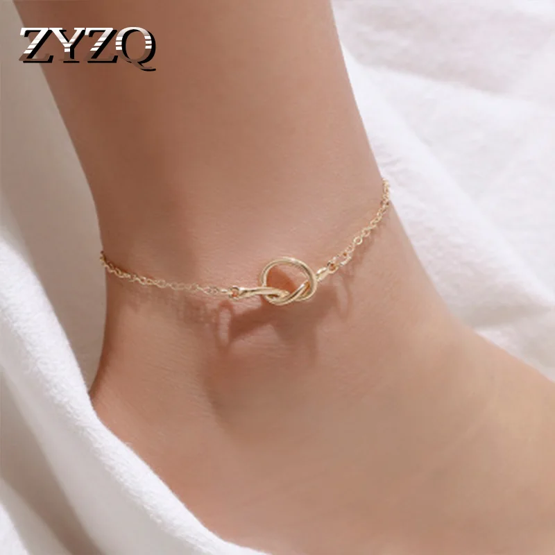 Модные геометрические ножные браслеты ZYZQ с узлом для женщин мужские на ногу