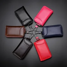 Genuine Leather Keychain Holder Pouch Purse Key Cover Bag Fashion Men Key Holder Organizer Car Key Case