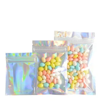 

100Pcs/ Lot Glittery Aluminum Foil Bag Self Seal Ziplock Bag Electronic Plastic Package Pouch Food Mylar Bag With Zipper