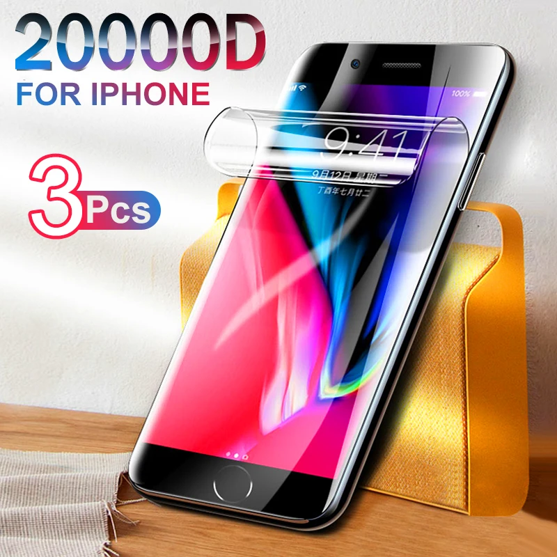 Película protectora de hidrogel 20000D para iPhone, Protector de pantalla para iPhone 8, 7, 6s Plus, SE, X, Xr, Xs, 12, 11 Pro Max