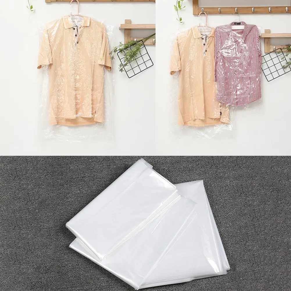 Cubierta de plástico transparente para ropa, bolsa impermeable para ropa, desechable, a prueba de polvo, para limpieza y colgar en tienda, O0W9