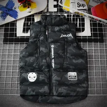 Самодельный черно-белый с рисунком модный жилет мужской осенний и зимний популярный бренд Молодежный пуховик из хлопка Cardi