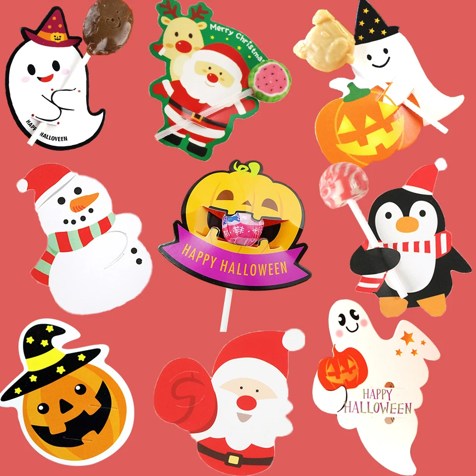 Afkorting beginsel Hijgend 20/50 Stuks Kerst Halloween Snoep Pakket Kaart Cartoon Sneeuwpop Herten  Lollipop Biscuits Decoratie Kids Gift Party Diy Supplies|Feest Doe het zelf  Decoraties| - AliExpress