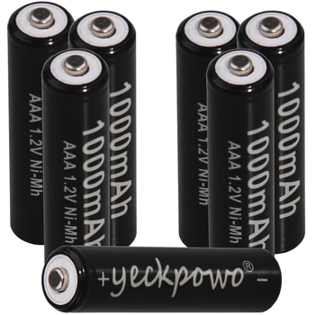 

yeckpowo1000mAh 1.2v AAA Rechargeable Battery For LED Light Toy Placement Batteries nimh for Camera MP3 Mp4 Microphone