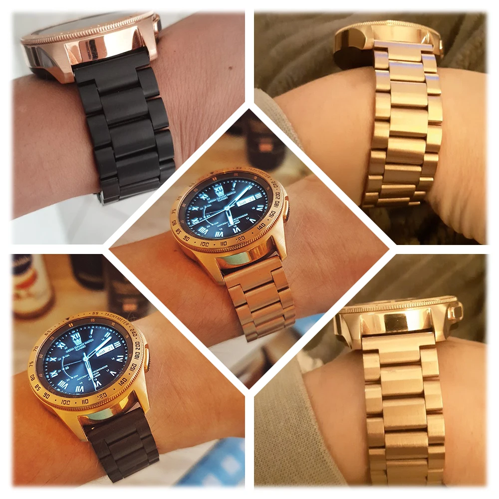 22 мм/20 мм ремешок из нержавеющей стали для samsung galaxy active watch 46 мм S3/S2 Frontier/Classic huami amazfit huawei watch gt ремешок