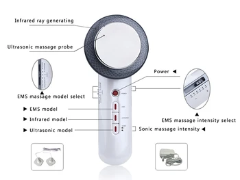 3 IN 1 Body Beauty Slimming Massager 1 Mhz Ultrasonic Ultrasound Micro Current EMS Infrared Heat Therapy Beauty Device Home Use 4