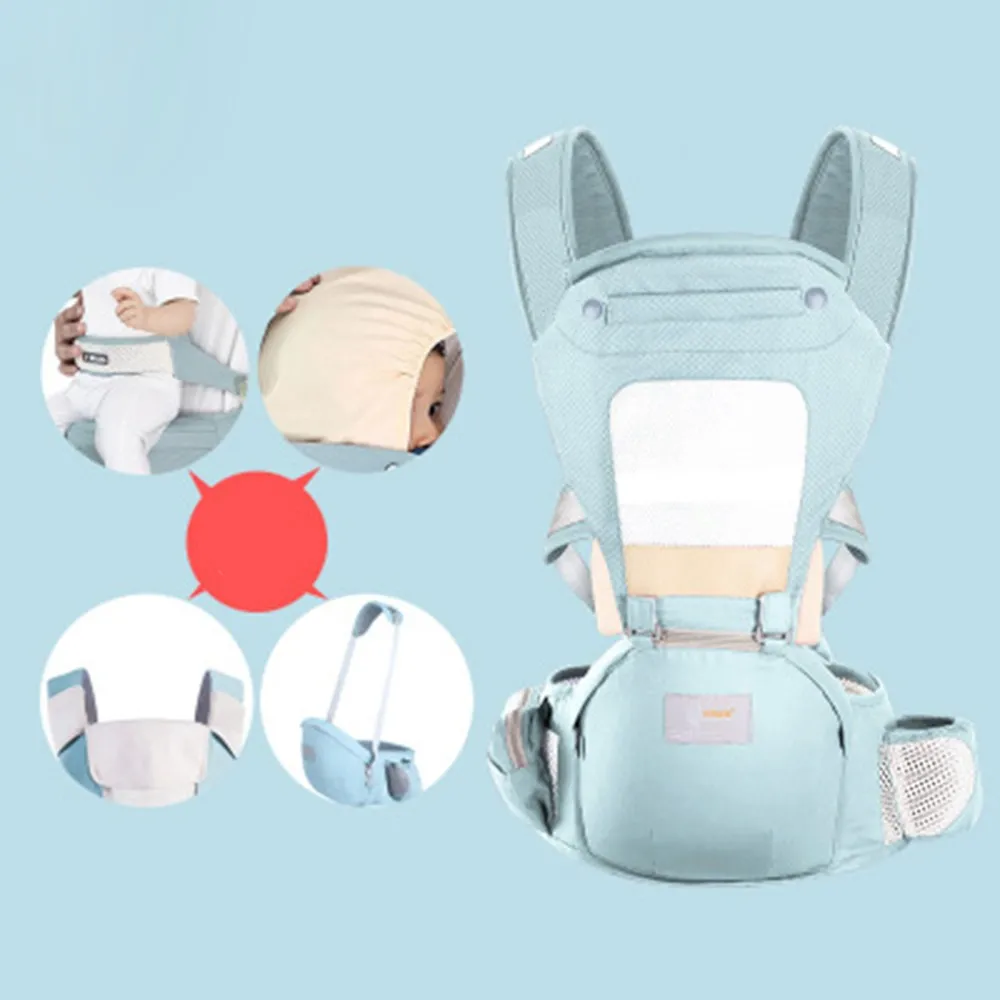 Эргономичный слинг рюкзак с Hipseat для новорожденных многофункциональный слинг обертывание Хипсит(пояс для ношения ребенка) кенгуру - Цвет: summer green