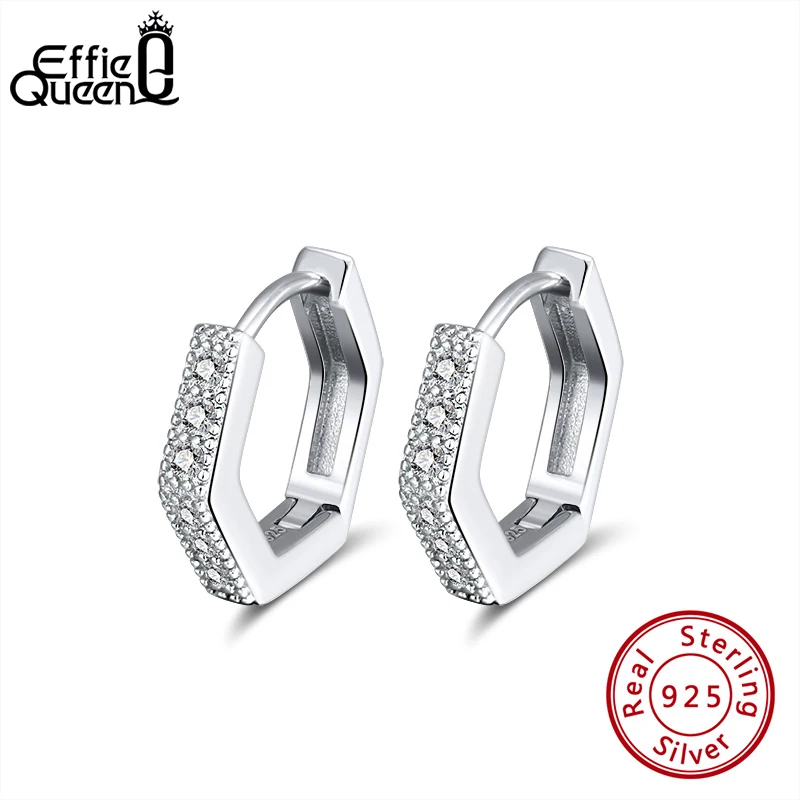 Женская фотография Effie Queen маленькая серьга кольцо Silver 12 мм с AAAA 925 пробы вечерние