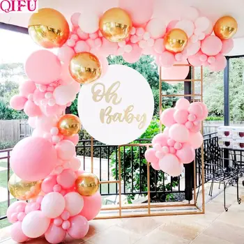 

QIFU Macaron Metallic Balloon Chain Set Happy Birthday Balloon Arch 1st Birthday Party Decor Kids Oh Baby shower Wedding Baloon