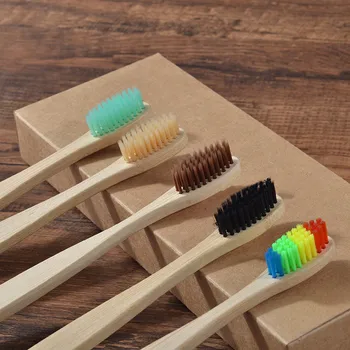 

5 Pack Color Bamboo Toothbrush Natural Wood Eco Friendly Vegan Products Small Head Soft Bristles Adult Toothbrushes Oral Hygiene