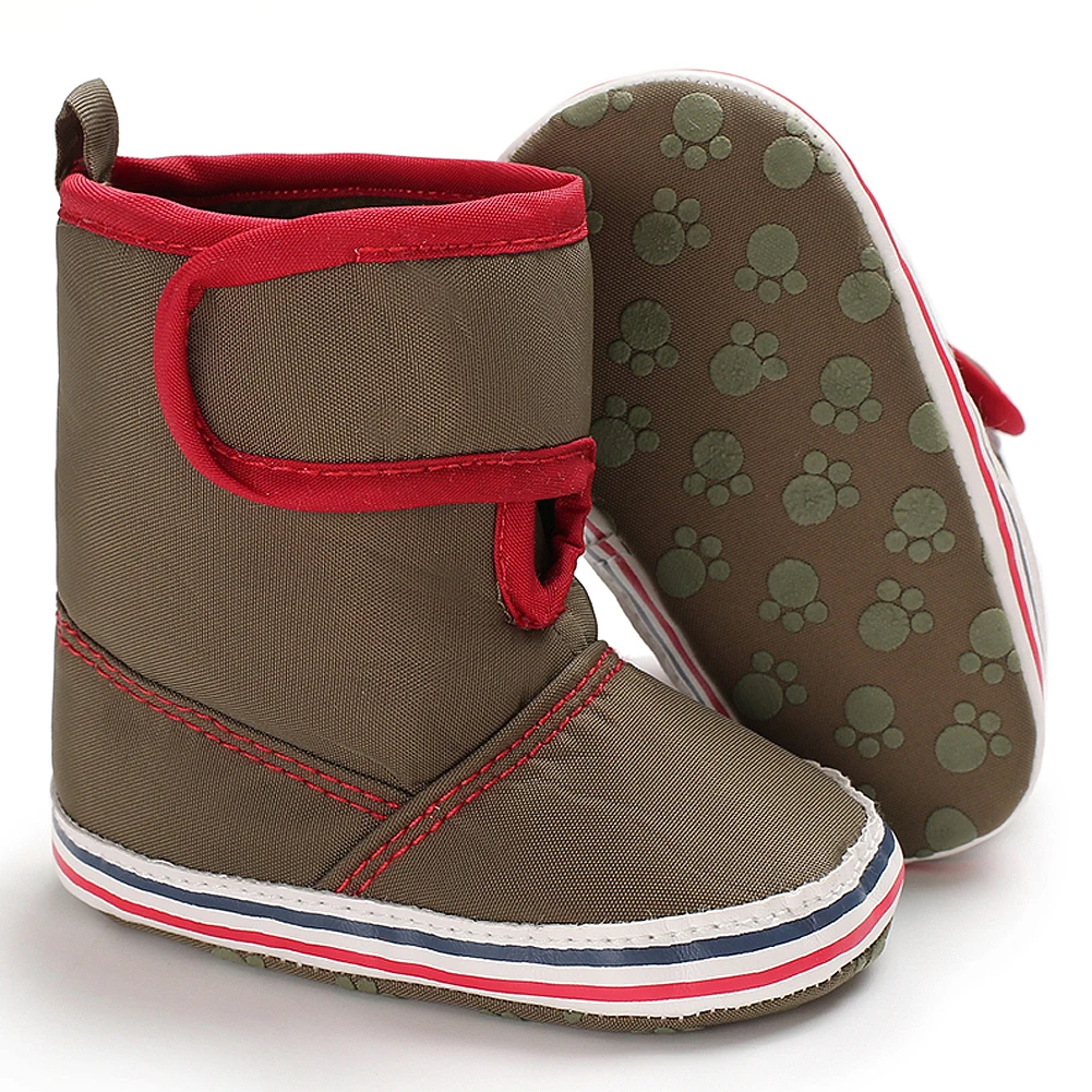 Winter Newborn Baby Kids Boots Boys Toddler Anti Slip Shoes Cartoon Slipper Floor Socks Patchwork Striped Boots Winter Autumn