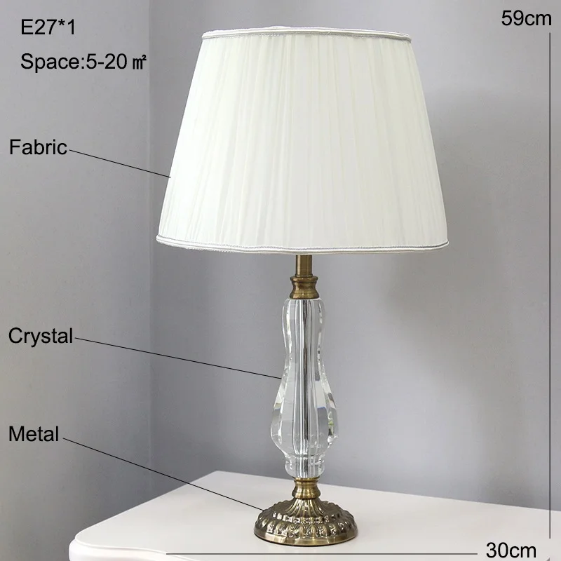 Crystal Table Lamp Desk lights home decor table lights gold base modern home decoration table lamps bedroom white lamp bedside