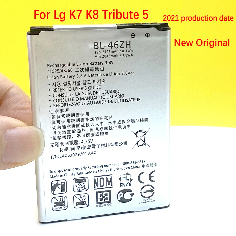 NEW Original BL-46ZH Battery For LG Leon Tribute 2 K7 K8 LS675 D213 H340 L33 X210 2125mAh High Quality | Мобильные телефоны и