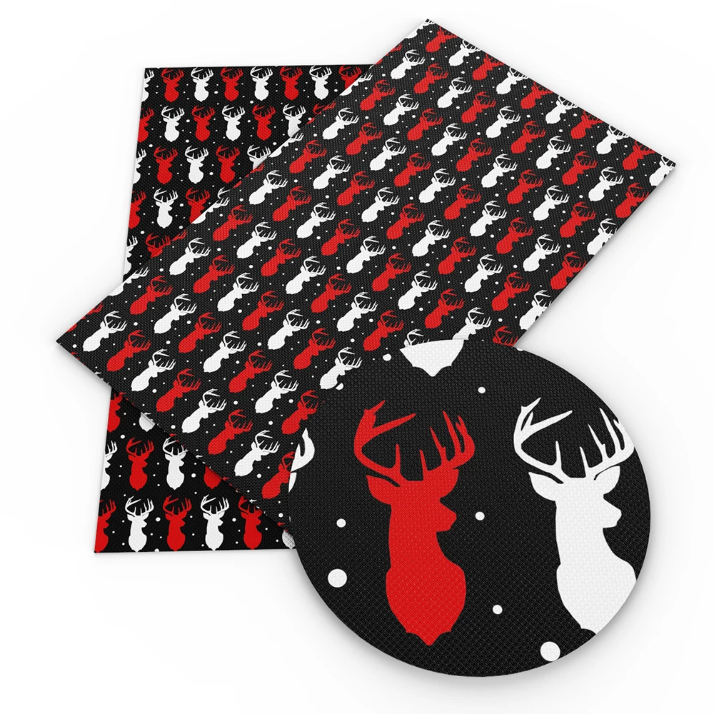 Christmas Theme Faux Leather Sheets Giraffe Santa Claus Printed Synthetic Leather Fabric 20x33cm for DIY Earrings Hair Bows