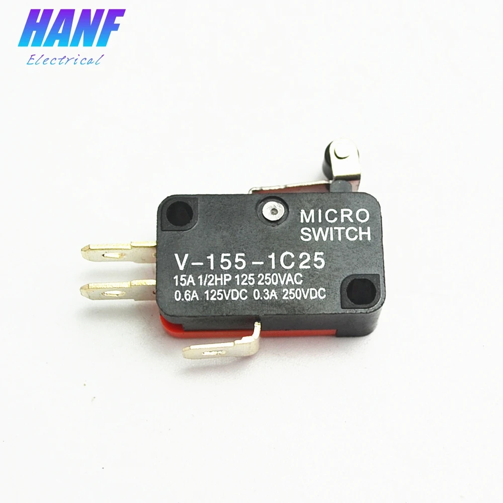 5 шт. V 155 1C25 микро переключатель 15A/250В 1NONC кнопка действия SPDT мгновенный роликовый