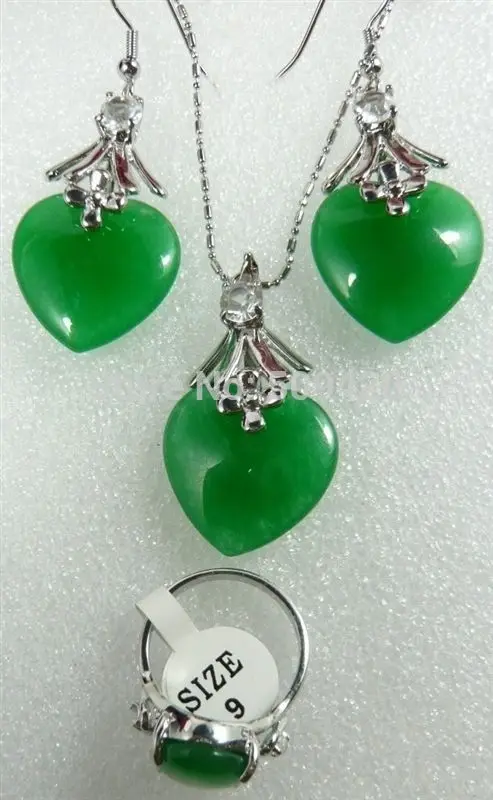 Free Shipping Wholesale&gt&gt&gtJJ6548 red/green/purple stone heart-shaped pendant Necklace Earrings Ring Set A621 | Украшения и