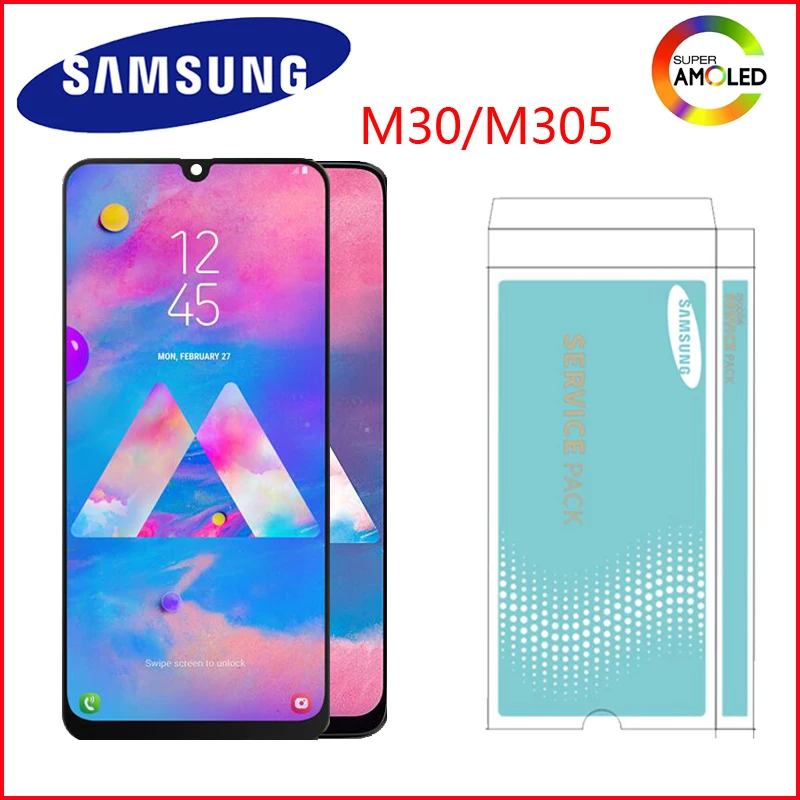 6," ЖК-дисплей для samsung Galaxy M30 lcd M30 M305F ЖК-дисплей с сенсорным экраном дигитайзер сборка Замена