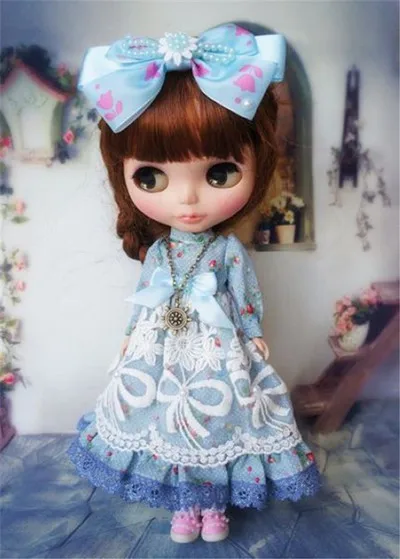Одежда для 1/6 кукла Blyth голубое Вишневое платье с головным убором для Pullip, Licca, Azone 1/6 аксессуары для кукольной одежды - Цвет: Cherry Dress