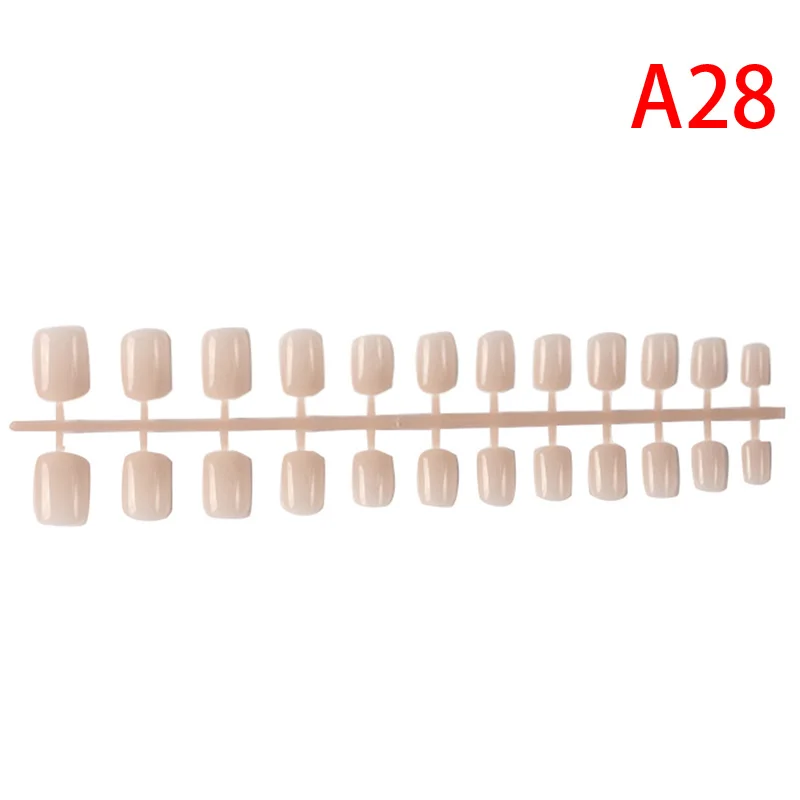 31 цвет, 24 шт., короткие накладные ногти, накладные ногти, АБС-пластик, искусственные кончики пальцев, прессованные короткие круглые украшения для дизайна ногтей - Цвет: 28
