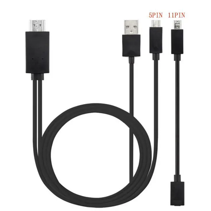 Микро USB к HDMI 1080P HD ТВ кабель адаптер для Android samsung телефонов 11PIN - Цвет: 5PIN  11PIN black