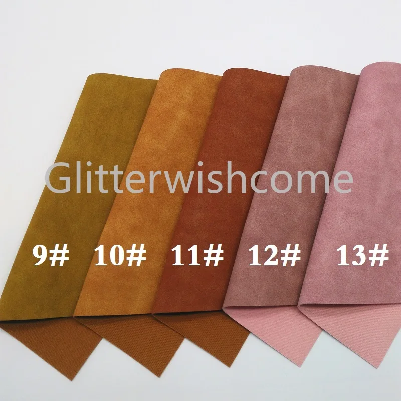 Glitterwishcome 21X29CM A4 Size Suede Faux Leather Fabric, Vinil Para Lozos, Synthetic Leather Fabric for Bows, GM386A