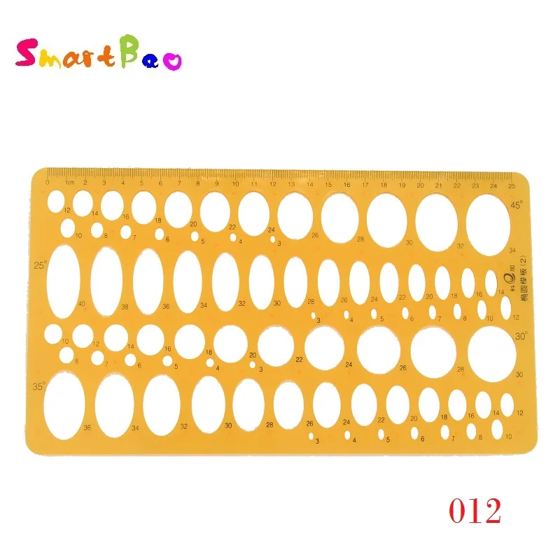 25cm elipse Oval plantilla del diseño del arte del dibujo herramienta de ayuda incluyendo 25 30 35 45 grados de la escuela Regla matemática