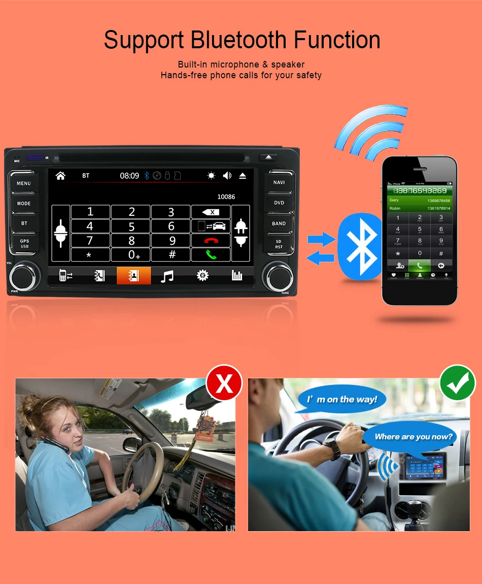 Perfect Bosion 2din Car DVD GPS for Toyota Hilux yaris VIOS Camry Corolla Prado RAV4 Prado 2003 2004 2005 2006 2007 2008 Reverse camera 8