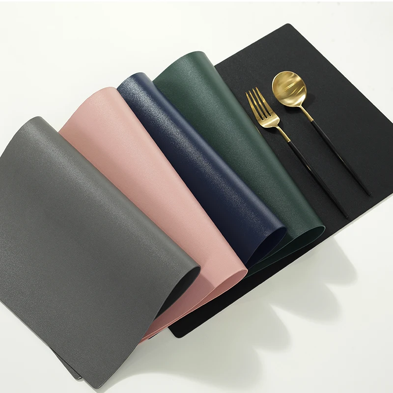 Rectangular Table Mat PU Leather Placemat Waterproof Greaseproof Pad Kitchen for Dining Table Anti-