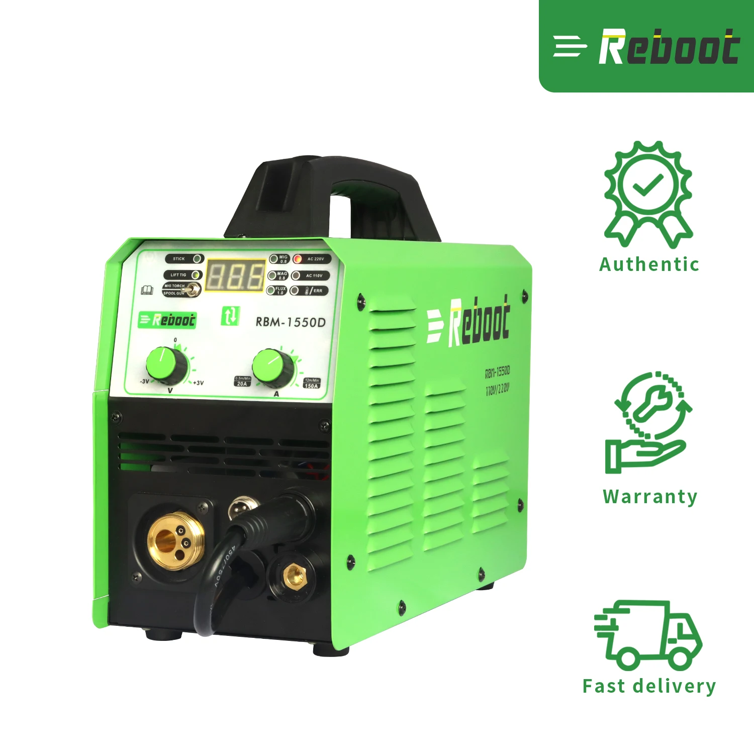 MIG Welder 150A Gas and Gasless MIG/Stick/Lift TIG Welder 4 in 1 Flux Core /Solid Wire MIG