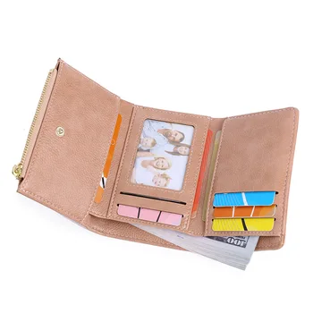

2020 new hot sale ladies PU leather short wallet three-fold horizontal wallet Korean version multi-card coin purse