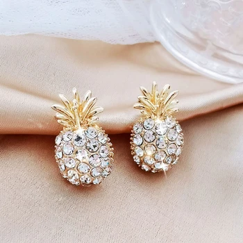 

LATS Full Rhinestone Fruit Pineapple Dangle Earrings for Women Pearl Cover The Surface Earring 2020 Earings Fashion Jewelry