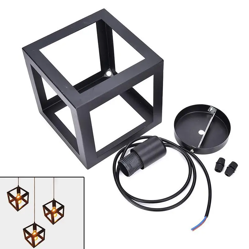 TWISTER.CK Industrial Cube Metal Pendant Light Accessory, Loft Ceiling Lamp for Home, Bar, Cafe Lighting Hanging Light afbeelding