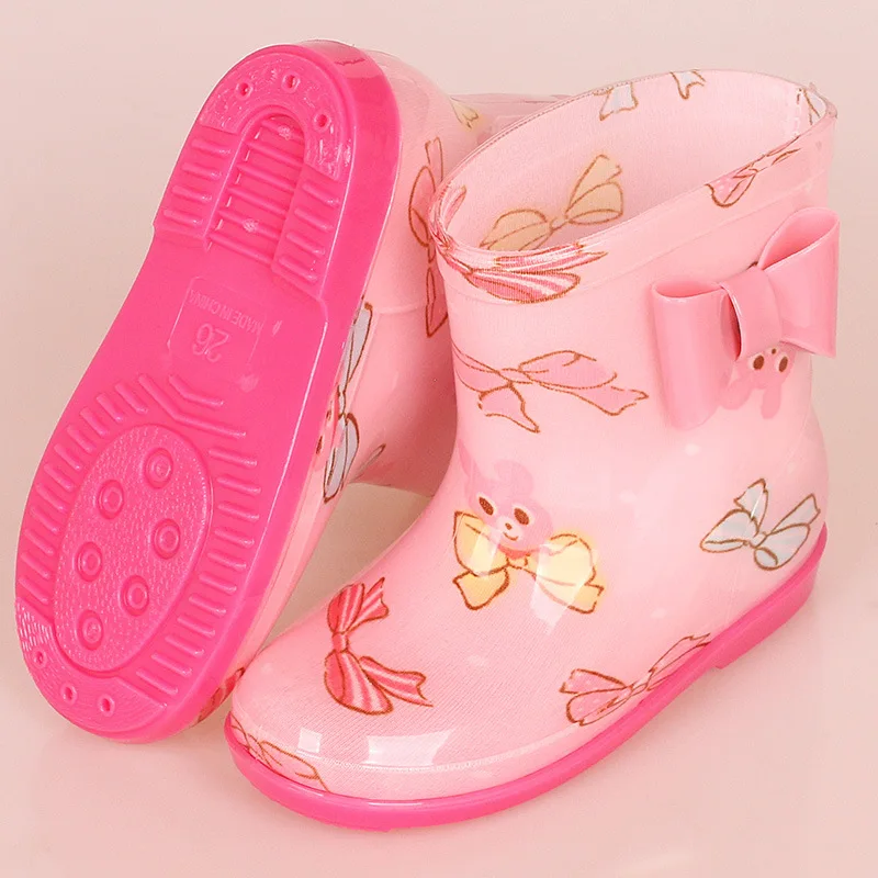 Новая детская обувь для дождливой погоды; детские ботинки для мальчиков и девочек; новые всесезонные водонепроницаемые ботинки с рисунками животных; резиновые с принтом - Цвет: 4