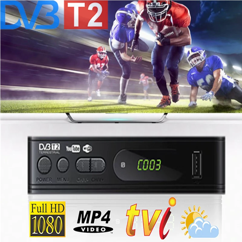 Full HD1080P Dvb t2 тюнер ТВ коробка T2 Wi Fi Usb2.0 HDMI спутникового приемник Dvbt2 встроенный