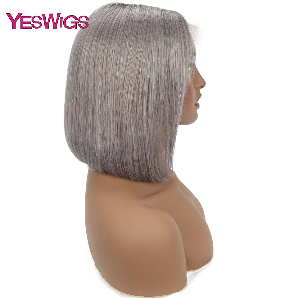 

Yeswigs Grey Bob Wig Lace Front Human Hair Wigs Short Wig 13*4 T1B-Grey Bob Wigs Remy Indian Hair Wigs For Black Women Pre Pluck