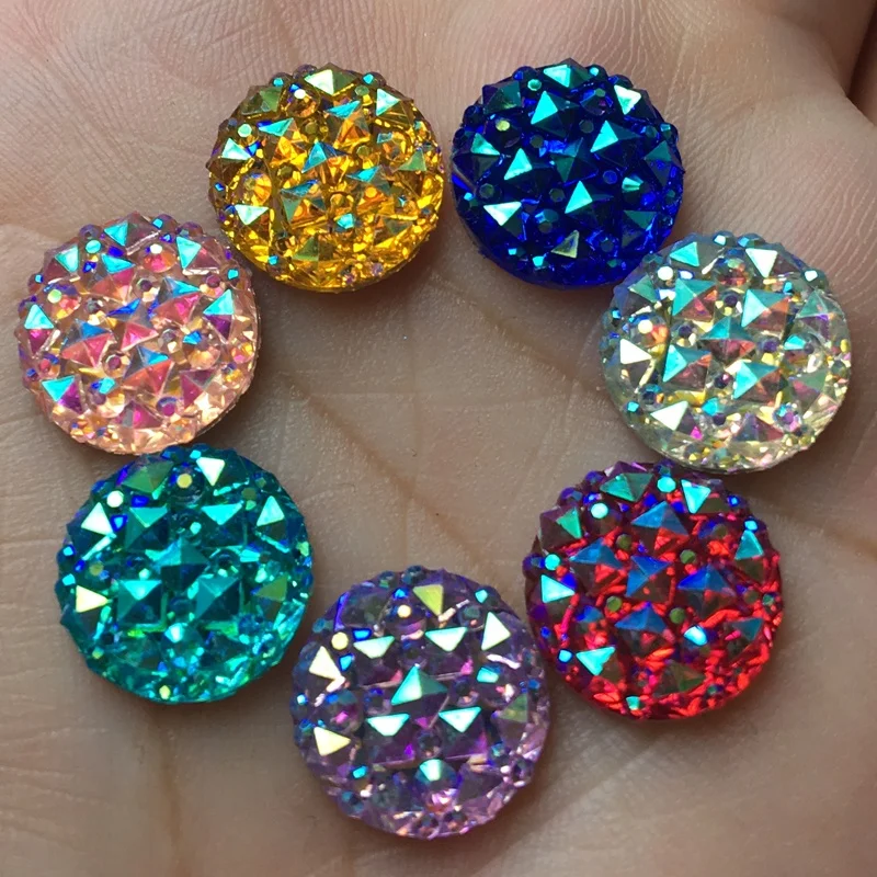 

DIY 40pcs 12mm Round AB Resin flatback Scrapbooking for phone wedding Crafts