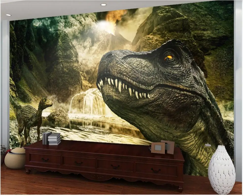 

Custom photo 3d wallpaper Primitive mountain forest dinosaur living room home decor wallpaper for walls 3 d in rolls