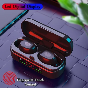 

Trop Weiling Wireless Headphones Bluetooth V5.0 Earphones LED Display Fingerprint Headphone 2200mAh Charging Box with Microphone