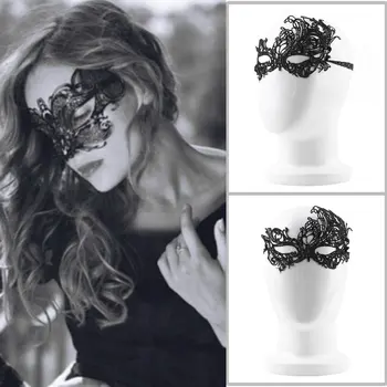 

Women Black halloween masquerade Sexy Lady Lace Mask Cutout Eye Mask Hot Sale Costumes Accessories