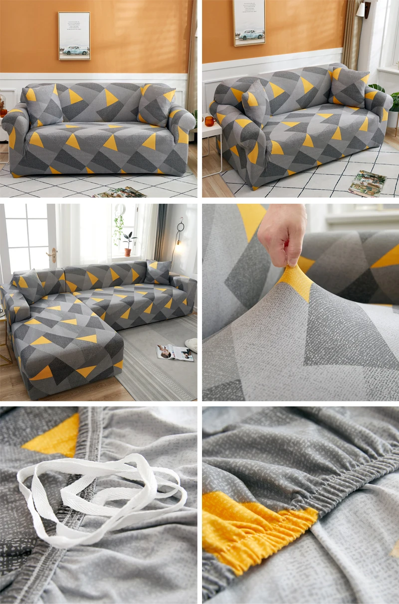 Elastic Sofa Cover Slipcovers for Living Room Stretch 1/2/3/4 Seater Plaid Sofa Armchair Couch Covers L-Shaped Corner Sofa Cover