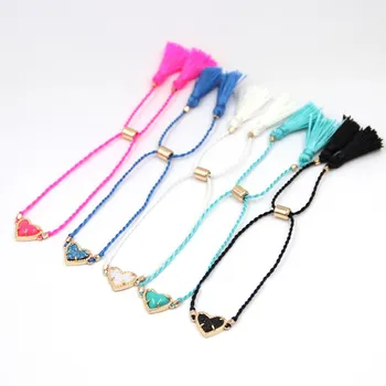 

2020 new Valentine's Day gift love multicolor small heart resin adjustable braid Bracelet for Women