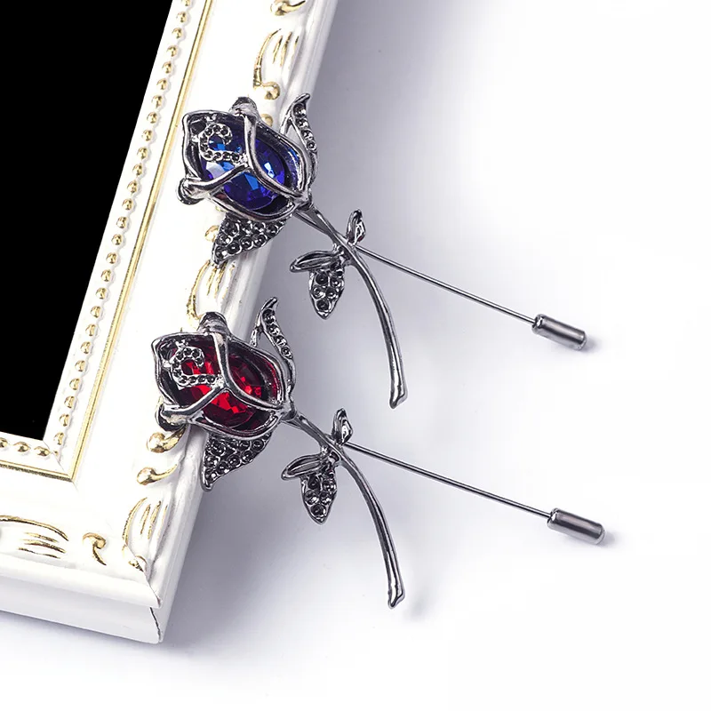 Crystal Rose Flower Brooch Pin Alloy Rose Gold Brooches Birthday Gift Garment Accessories Brooch Pins Broches Women