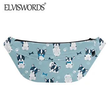 

ELVISWORDS Cute French Bulldog Pattern Fanny bag Women Men Casual Sport Chest bag Flower dog Brand Design Waist bag Travel Purse