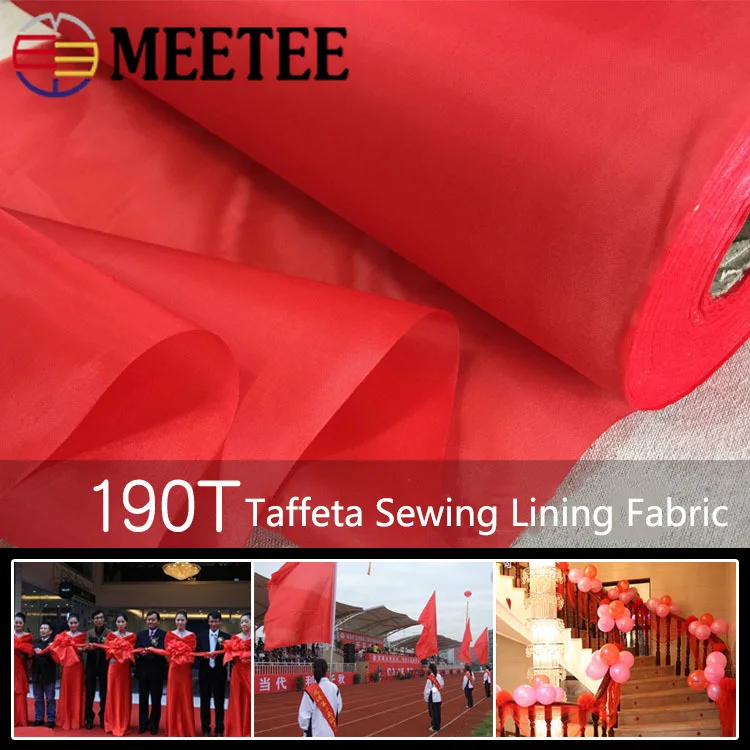 Meetee Ширина 10 м 47 см Красная тафта из полиэстера 190T ткань для шитья подкладки