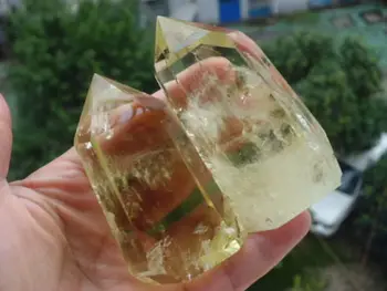 

00606 2 NATURAL CITRINE QUARTZ CRYSTAL POINT HEALING China