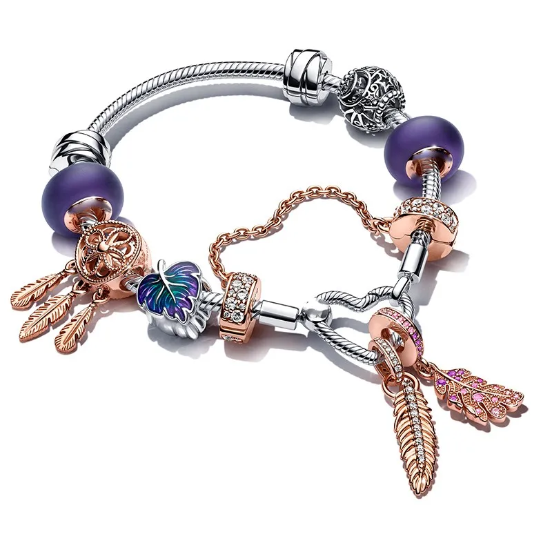 

Top Hot Selling Authentic S925 Sterling Silver Glittering Beaded Bracelet Suitable For Women Diy Jewelry Original Charm