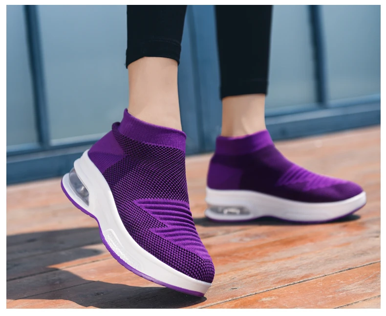Tenis Feminino High Top Breathable Mesh Sock Sneakers Platform Tennis Shoes for Women Air Cushion Fitness Gym Female Sport Shoes